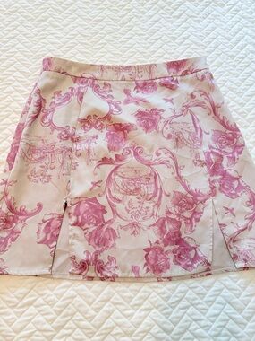 Missguided Pink Toile A-Line Mini Skirt